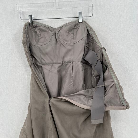 ANTHROPOLOGIE VA ET VIEN BHLDN Strapless Mini Dress Womens 4 Gray Tulle Pleat - Picture 10 of 13